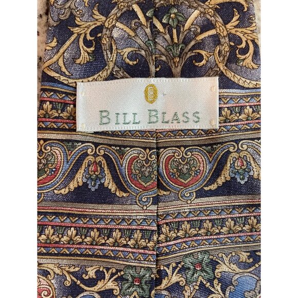 Bill Blass MensSilk Neck Tie Blue Tan Red Paisley Work Dad Gift - Picture 6 of 6
